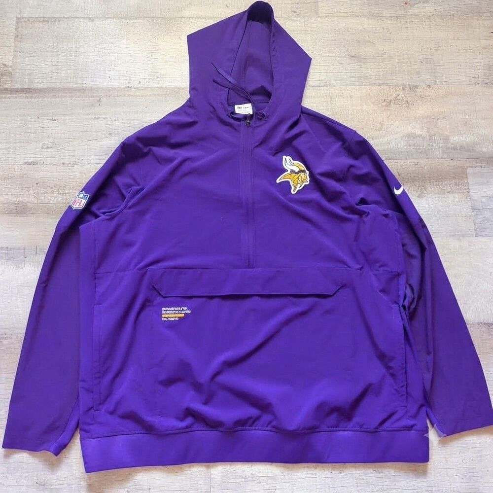 Men's Minnesota Vikings Nike Sideline Anorak Black Half-Zip Hoodie Jacket 3XL
